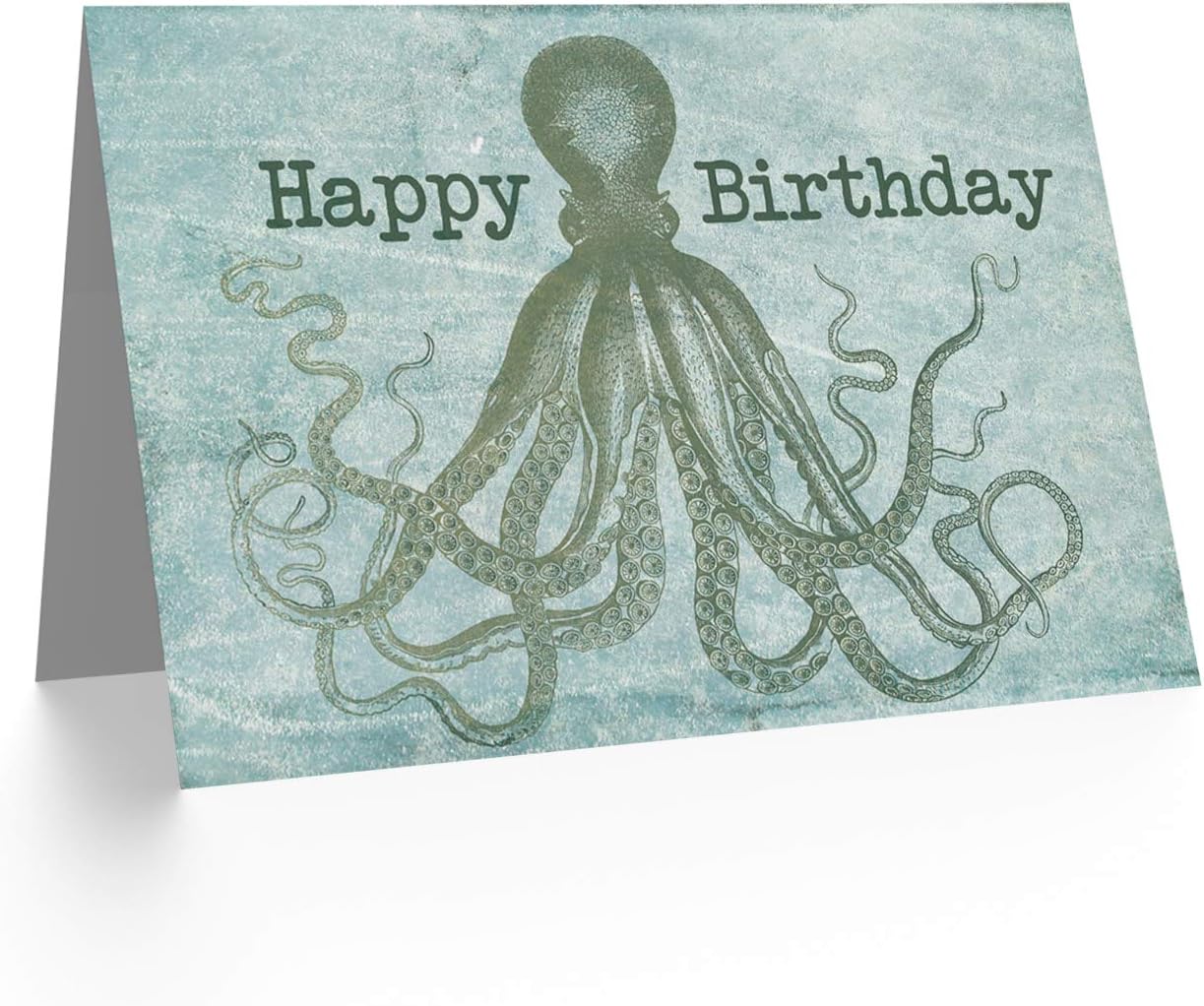 Wee Blue Coo BIRTHDAY HAPPY OCTOPUS TENTACLES ART GREETINGS GREETING CARD GIFT, green|beige, 12.5 x 17.5 cm - Image 3