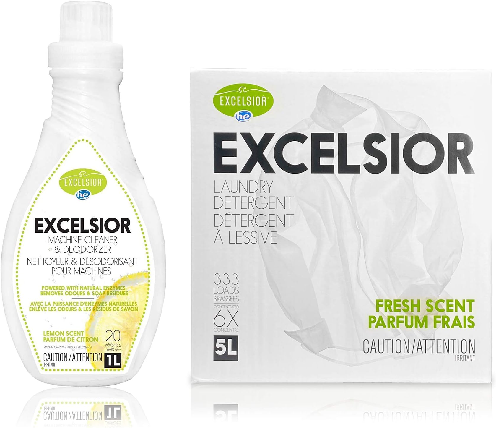 Excelsior SOAP5STAU Fresh Scent Laundry Detergent Stain Remover, HECLEAN1L-U HE Washing Machine Cleaner