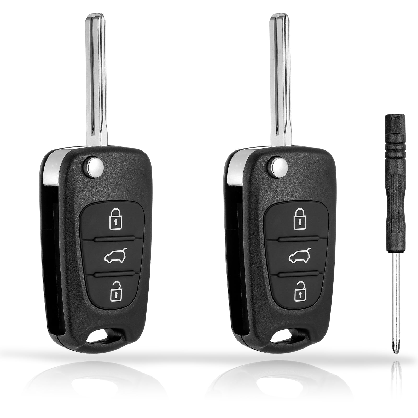 JIZZU Car Key Cover for Hyundai, 2 Pack Car Key Fob Case Replacement Compatible with Hyundai i30 i35 iX20 iX35 and Kia Ceed Soul Sportage Venga Remote Control Folding Cars Keys Shell Case Accessories