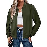 Magritta Womens Zip Up Jackets Dressy Long Sleeve Sweatshirt Button Down Cropped Bomber Jacket Fall Shirts with Pocket