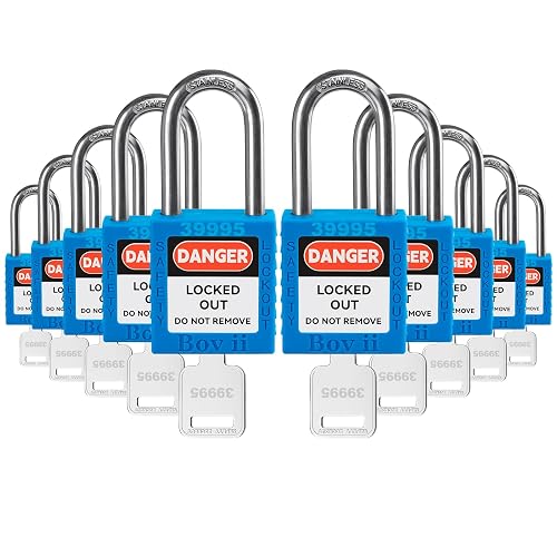 Lockout Tagout Locks Set, 10 Blue Lockout Tagout Safety Padlocks Keyed ...