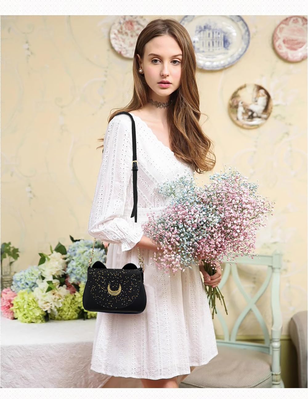 Women Christmas Handbags Girls Sailor Moon Luna Bag Cosplay Crossbody Cat Sequin Shoulder Bags Large