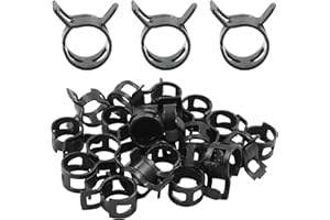 Rierdge 20 Pcs 3/8 Inch ID Spring Band Type Clamps, 10mm Fuel Hose Clamps Fasteners, Black Spring Hose Clip for Fuel Hose Line Water Pipe Air Tube Hose