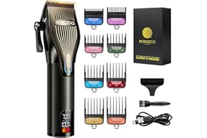 KIKIDO Hair Clippers for Men + T-Blade Trimmer Kit, Rechargeable Barber Trimmer with LCD Display & Guide Combs for Hair Cutting, Cordless Hair Clipper, Professional Clippers Set for Home Use