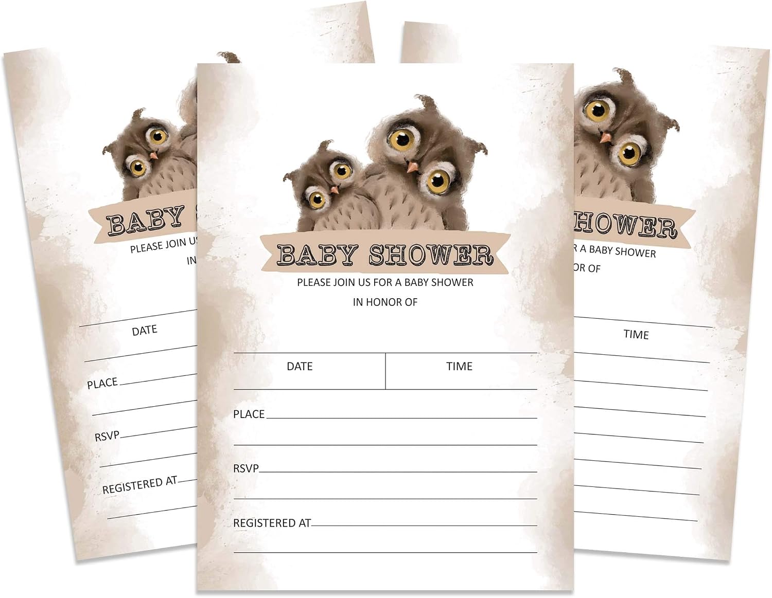 Inkdotpot 30 Fill In Style Baby Shower Invitation Cards Owl Bird Blank Invites, Invitation_card, 5 x 7 Inches