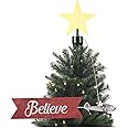 Mr. Christmas Animated White Santa's Bi-Plane Christmas Tree Topper with Banner, Illuminated LED Star, Velcro Straps to Easily Attach, 21.75 Inches