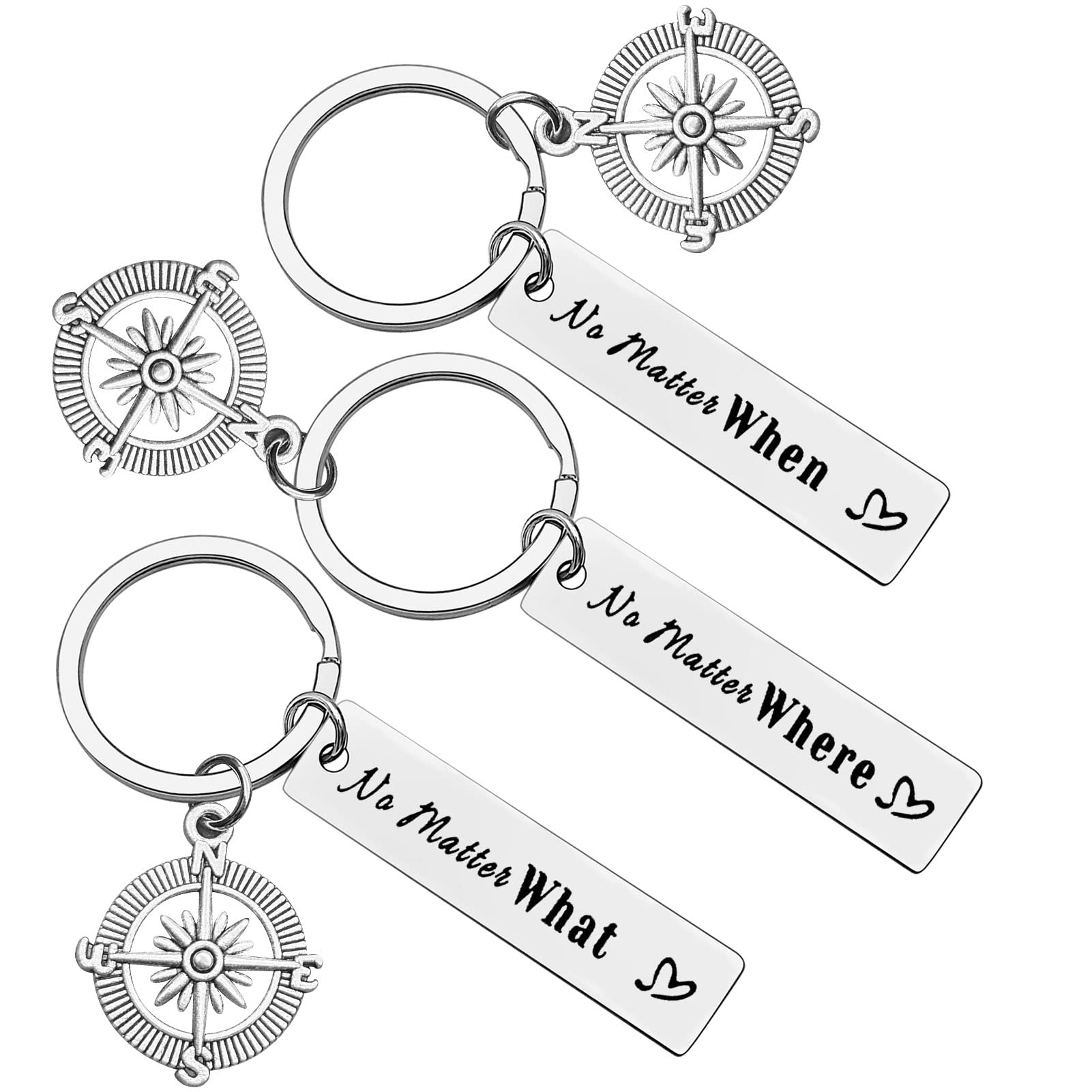 Ximalun Long Distance Friendship Keyring Gifts No Matter Where No Matter What No Matter When Keyring Set Graduation Christmas Birthday Gifts for Friends Sister Best Friends Keyring Set of 3