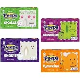 Peeps Halloween Peep Variety Pack of Marshmallows, Delicious Classic Treats with One Packet Each, Skulls, Pumpkins, Monsters and Ghosts (Pack of 4)
