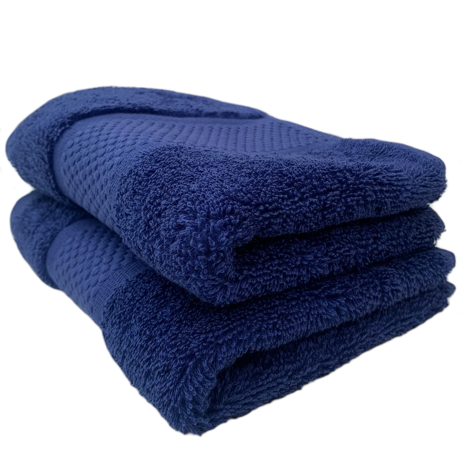 Sue Rossi Guest Towels 30 x 50cm Set Of 2, Organic Turkish Combed Cotton, 600gsm Thick, Soft & Absorbent Bathroom Or Kitchen Small Hand Towel, Face Cloth (Navy Blue, 2)
