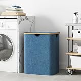 Lifewit 100L Laundry Basket with Lid Bamboo Handles Removable Bag Blue view 2