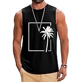 Babioboa Men's Hawaiian Tank Tops Tropical Funky Floral Beach Sleeveless Round Neck T-Shirt Breathable Aloha Tee Summer