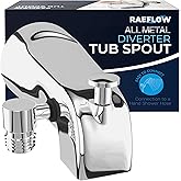 All Metal Tub Spout with Diverter & Integrated Shower Hose Connection, Chrome Finish, Fits Threaded 1/2" or 3/4" IPS, Bathtub