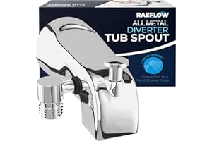 RAEFLOW All Metal Tub Spout with Diverter & Integrated Shower Hose Connection, Chrome Finish, Fits Threaded 1/2" or 3/4" IPS, Bathtub Faucet for Convenient Shower Access