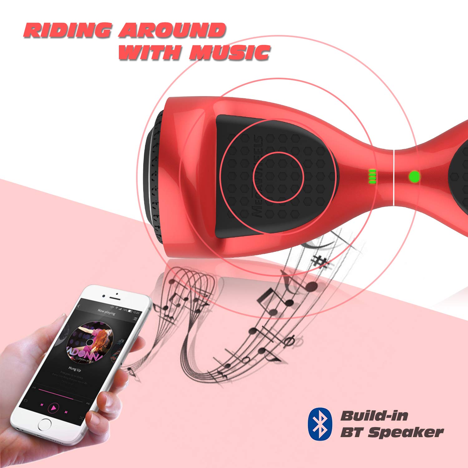 MEGAWHEELS Smart Hoverboard - UL Certified Safety Battery, Build-in Bluetooth Speaker & Led Lights Self-Balancing Hover Board