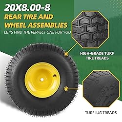 (2-Pack) 20x8.00-8 Rear Tire and Wheel Assemblies