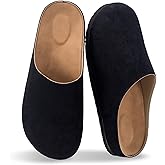 Suede Boston Clogs for Women and Men with Arch Support Potato Mules Shoes, Soft Cork Footbed Slip on Comfort Home Sandals Slippers