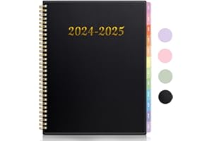 2024-2025 Academic Planner, Annecy Weekly ＆ Monthly Planner from Jul. 2024 – Jun. 2025, 8.5"x11" School Year Daily Planner with Monthly Tab, Waterproof PVC Cover, Spiral Bound, Pocket, Bookmark, Black