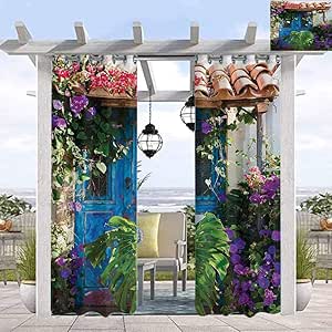 Cortina térmica rústica para ventanas de jardín, cortinas de porche