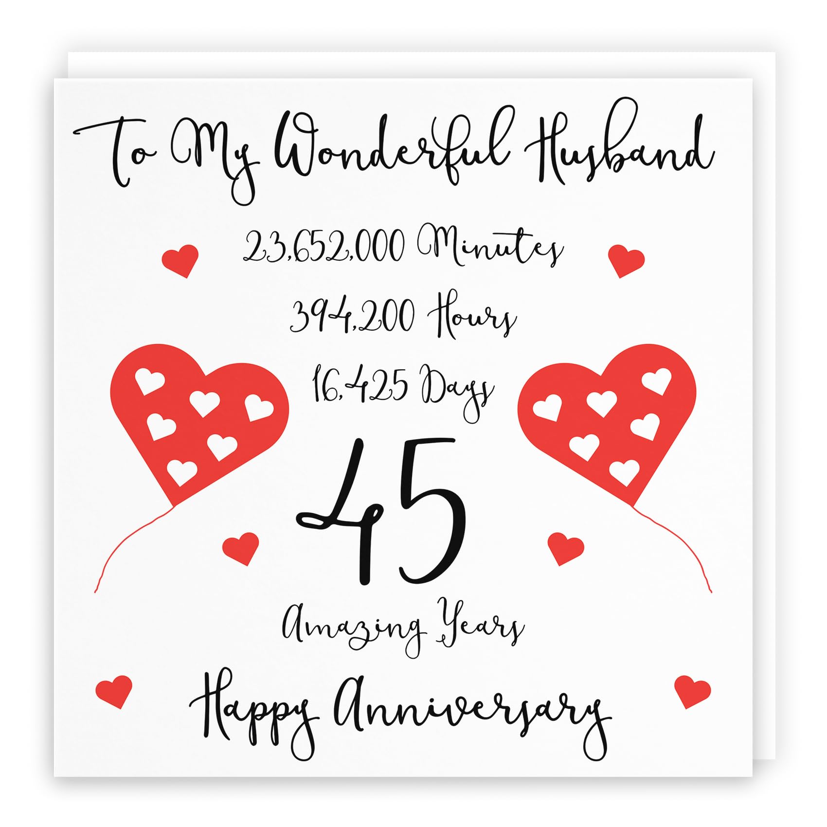 Hunts England - Romantic Husband 45th Wedding Anniversary Card - To My Wonderful Husband - 45 Amazing Years - Timeless Collection - Fun Cute Card — image 1