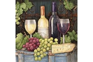 IHR Ideal Home Range - Paper Napkins RED and White Wine 20-Count 3-Ply Cocktail Napkins 5 x 5 inches