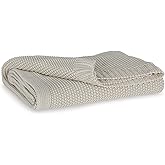 Signature Design by Ashley Gayelery Farmhouse Machine Washable Knitted Cotton Throw with Border Edge, Set of 3, Beige