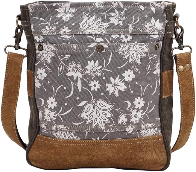 Myra Bag Blossom Print Upcycled Canvas & Leather Shoulder Bag S1427