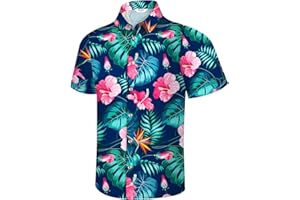 MIZVSITRD Hawaiian Shirt for Men Beach Shirts Summer Button Down Short Sleeve Tropical Tops Vacation Aloha Outfits Cruise Clothes