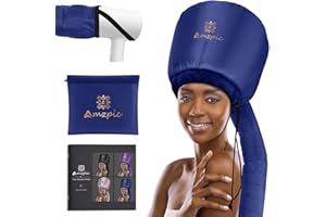 AMZPIC Bonnet Hood Hair Dryer Attachment - Headband Integrated Bonnet Hair Dryer for Speeds Up Drying Time at Home, Easy to Use for Styling, Curling and Deep Conditioning (Blue,Adjustable)