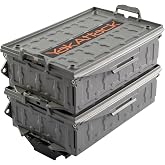 YakAttack TracPak Combo Kit with 2 Storage Boxes, Battleship Grey | 2 Stackable Boxes | Quick Release Base | Fits GearTrac &amp; MightyMount | Compact Tackle Tools &amp; Terminal Gear Organization