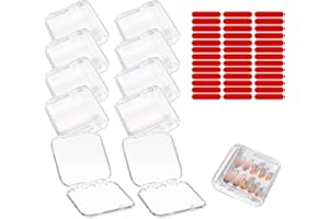 10 Pcs Press on Nail Storage Box with Adhesive Double Sided Tape, Acrylic Nail Display Case for Press on Nails, DIY Storage B