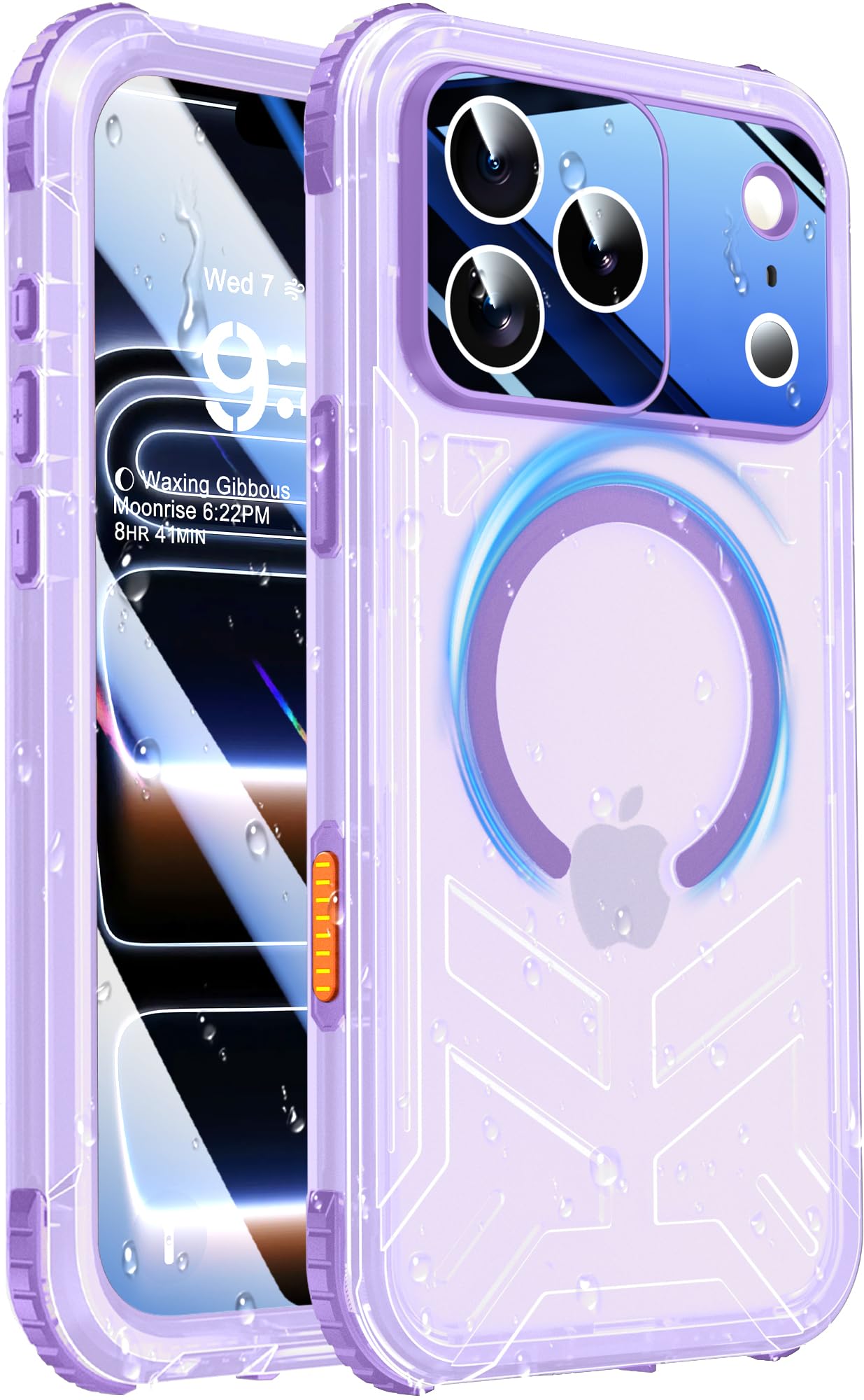 Photo 1 of Haireca for iPhone 17 Pro Waterproof Case Magnetic, Built in Camera Control [Screen Protector] [Lanyard], Fit for Magsafe Heavy Duty Military Rugged Full Body IP68 Phone Case, 6.3" Frosted Purple