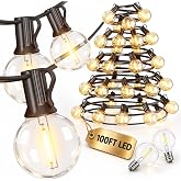 RTTY 100FT Outdoor String Lights, Waterproof 50+2 LED Bulbs Patio Light | 2700K Dimmable,Connectable Shatterproof G40 Bulbs for Cafe,Lights for Outside Hanging Globe Lighting,Bistro, Yard