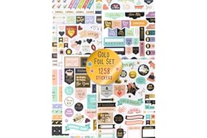 ZICOTO Aesthetic Gold Foil Planner Stickers - 1250+ Stunning Design Accessories Enhance and Streamline Your Planner, Journal and Calendar