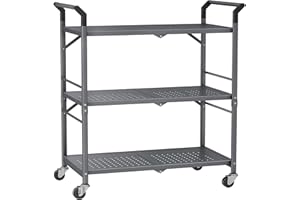 SNTD Rolling Cart Folding Cart with Wheels - Portable Metal Utility Cart, 250LBS Capacity
