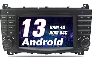 Ponskoy Car Radio Android Radio for W203 E200 E220 E240(2002-2009), 7 Inch Car Radio CarPlay Android Car Android Stereo Car Radio with GPS Backup Camera Bluetooth WLAN SWC BT DSP FM AM Radio, 4+64GB