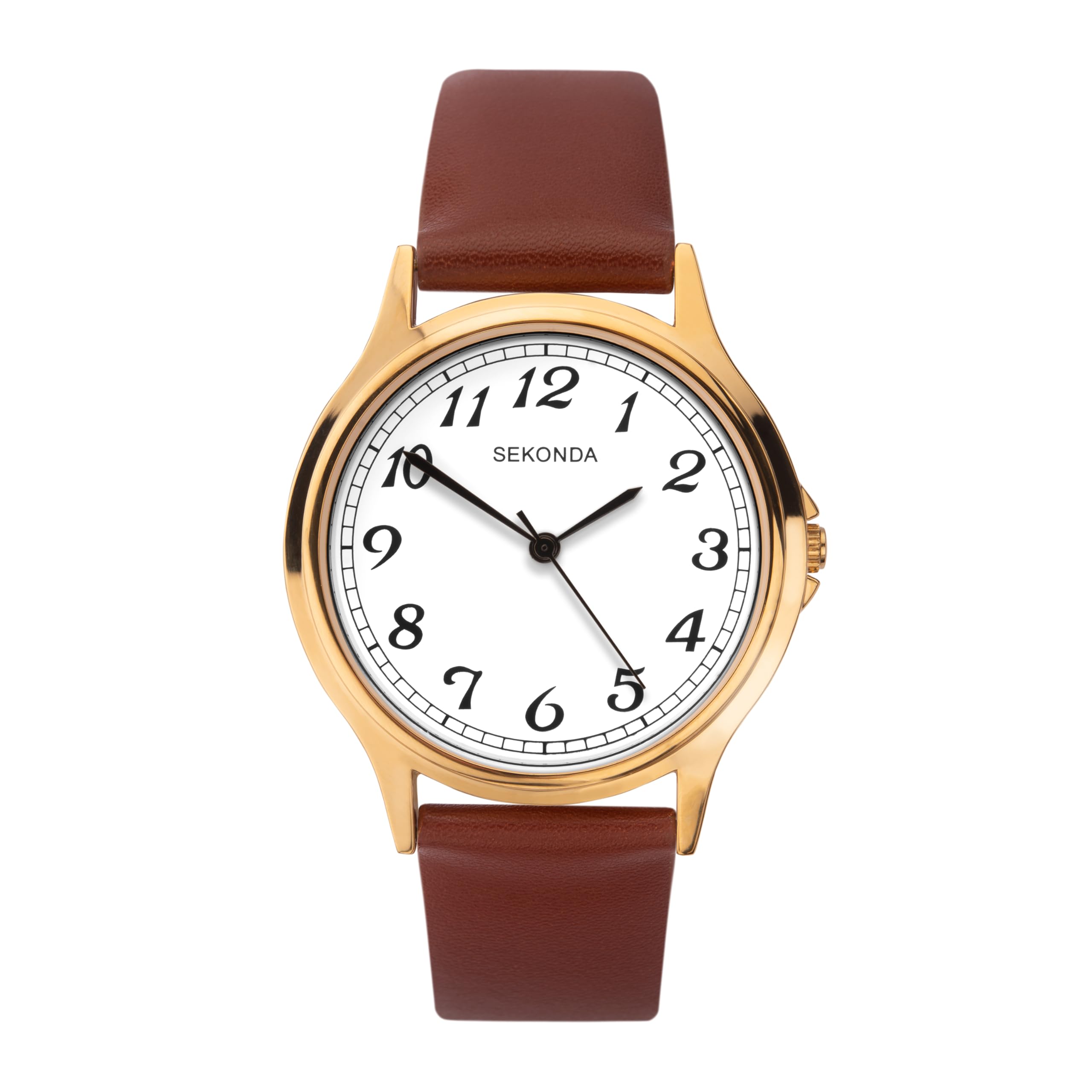 Sekonda Mens Brown Leather White Dial Strap Watch 1684