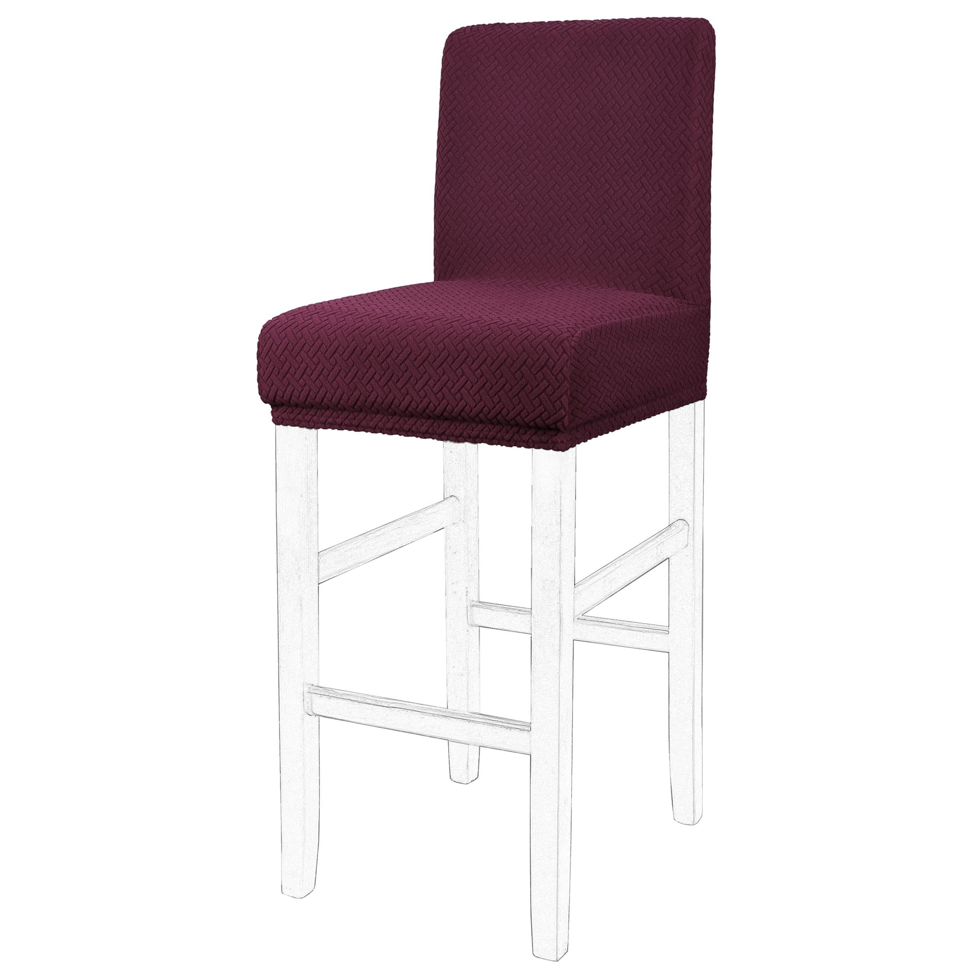 PiccoCasa Stretch & Removable Dining Chair Covers for Pub Counter, Set of 1 Bar Stool Covers with Elastic Bottom - Spandex Short Back Chair Covers Protector Burgundy
