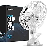 NEXAIR 6-Inch Clip on Fan, 360 Degree Rotation, Two Speed Portable Clip Fan With Strong Clamp Grip, Quiet Operating Desk Fan Plug-in AC Made Of Durable Material, Great For Bedroom, Office, Living Room