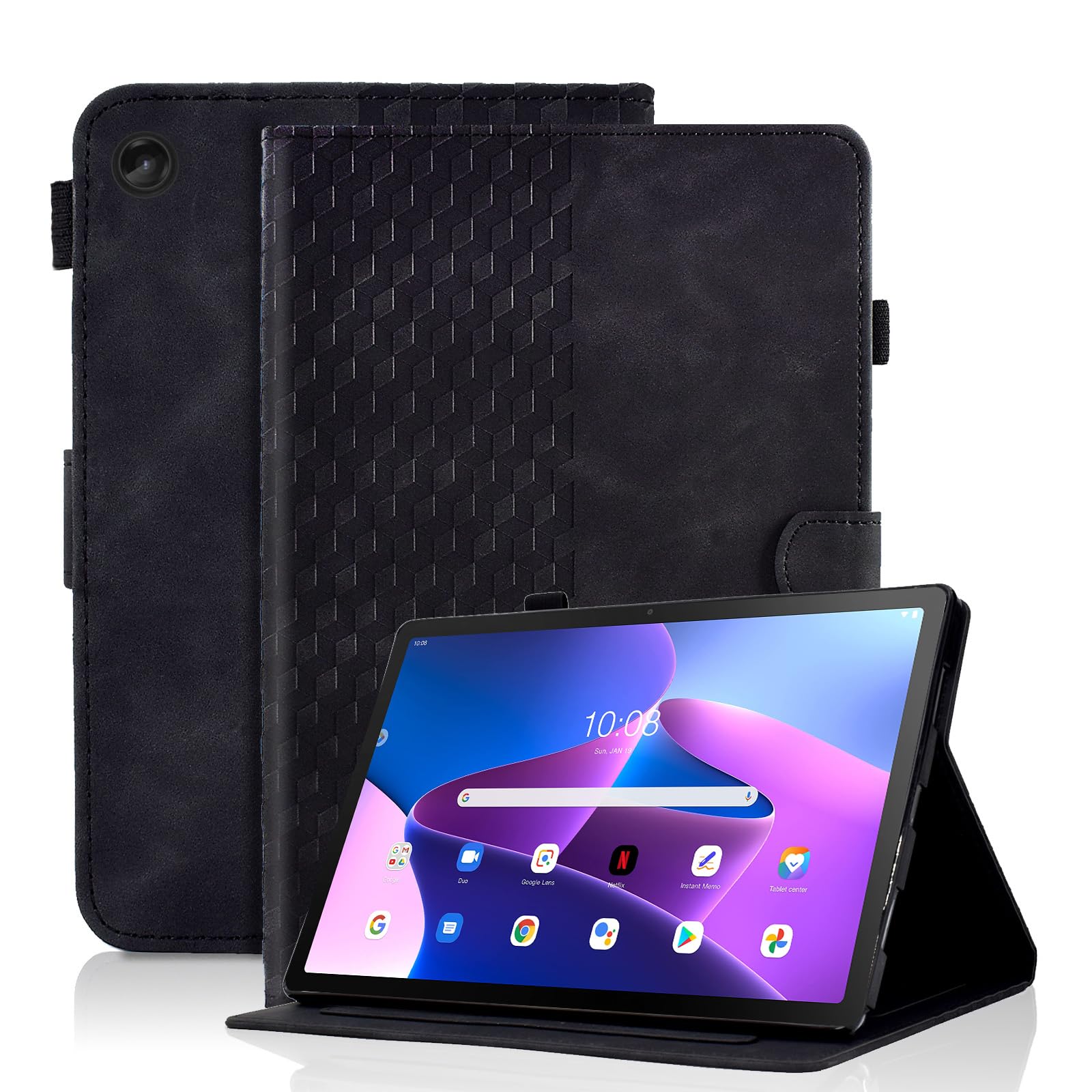Vkooer Case for Lenovo Tab M10 3rd Gen 10.1-inch (TB328FU / TB328XU) Leather Folio Cover with Auto Sleep/Wake Smart Shell Fit Lenovo M10 3rd Gen 2022, Black