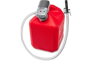 Deway Automatic Fuel Transfer Pump with Auto-Stop, AA Battery Powered, Advanced Adapter Fits All Size Cans, Extra Long Hose, Portable Liquid Pump for Gasoline, Diesel Fuel & More