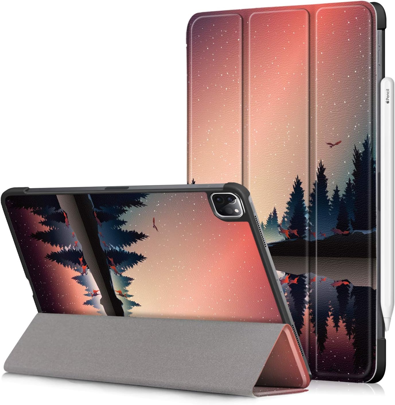 Epicgadget Case for iPad Pro 11 2021 (3rd/2nd Gen), Slim Lightweight Case with Auto Sleep/Wake Trifold Stand Cover Case (Support Pencil Charging) for Apple iPad Pro 11 Inch 2021/2020 (Forest Dusk)