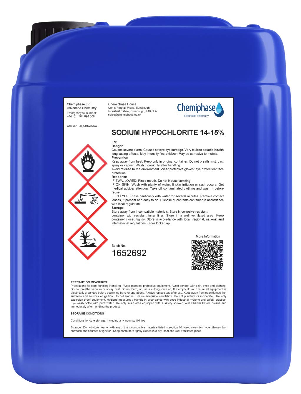 Sodium Hypochlorite 12.5% 5 Gallon Pail – Del Vel Chemical Company - View #3