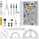 Nicpro 22 PCS Compass Geometry Tools with Case, Drafting Tool Geometry Set | With Swing Arm Protractor, Rulers, Metal Compass, Square Set, Mechanical Pencil, Back to School Supplies for Students