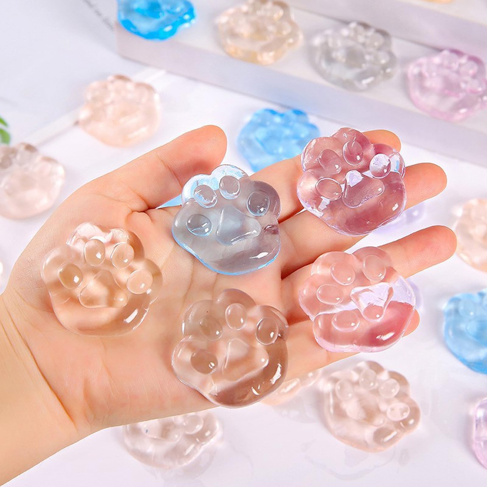 Mini Cat Paw Squishy Toy – 8pcs Squeezeable Fidget Toys – Stress Relief and Anxiety-Reducing Novelty Gifts for Adults – Reusable Squeeze Stress Relief Toys (Random Colors)