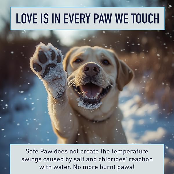 SAFE PAW ICE MELT – PET & KID FRIENDLY, SALT-FREE & CHLORIDE-FREE, SAFE FOR CONCRETE, DRIVEWAYS & SIDEWALKS | LONG-LASTING & FAST- SNOW & ICE MELTER FOR WINTER USE – 3X LONGER EFFECT