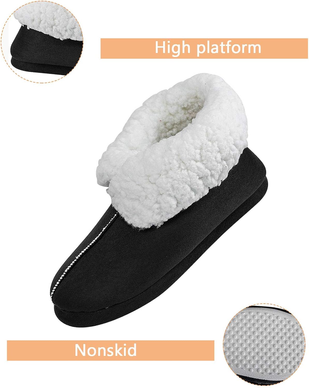 Indoor Slippers Warm Memory Foam Boots Slipper for Men Women JACKSHIBO Men Women Slippers