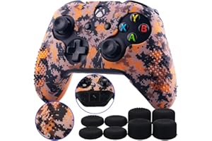 9CDeer 1 Piece of Studded Customize Digital Camo Silicone Cover Skin Sleeve Case 8 Thumb Grips for Xbox One/S/X Controller Orange Compatible with Official Stereo Headset Adapte