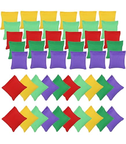 48 Pcs Mini Bean Bags - Colorful Nylon Cornhole Bean Bags 2.5x2.5", 6 Colors, For Tossing Games, Carnival, Outdoor Fun - View #6