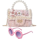 LJCTULY Toddler Purse, Little Girl Purse, Kids Crossbody Bag with Pink Sunglasses, Christmas Gifts for Girls