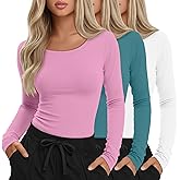 Velvelhall 3 Pack Women's Under Scrub Shirts Long Sleeve Crew Neck Slim Fit Tees Basic Casual Soft Undershirts for Nurse